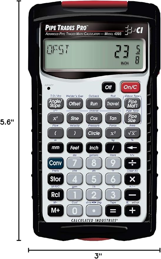 Calculated Industries 4095 Pipe Trades Pro Advanced Pipe Layout and Design Math Calculator Tool for Pipefitters, Steamfitters, Sprinklerfitters and Welders | Built-in Pipe Data for 7 Materials , White