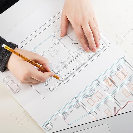 4 Pack Plastic Measuring Tool - 8 inch & 6 inch Straight Ruler with Inches and Metric for School, Office, Construction (Clear, 20cmx2, 15cmx2)