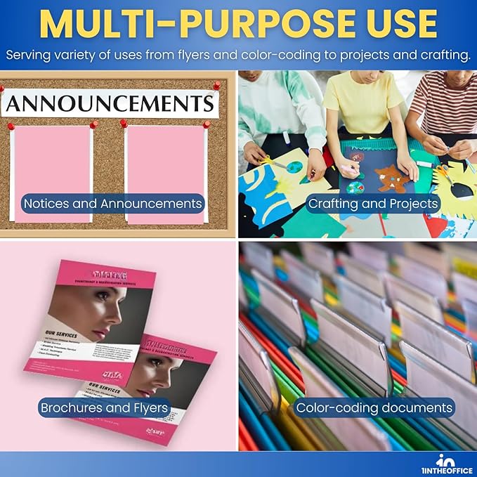 1InTheOffice Pink Copy Paper, Colored Printer Paper, Copy Paper for Printer, 8.5" x 11", Letter Size, 20 lb Density, 500 Pack