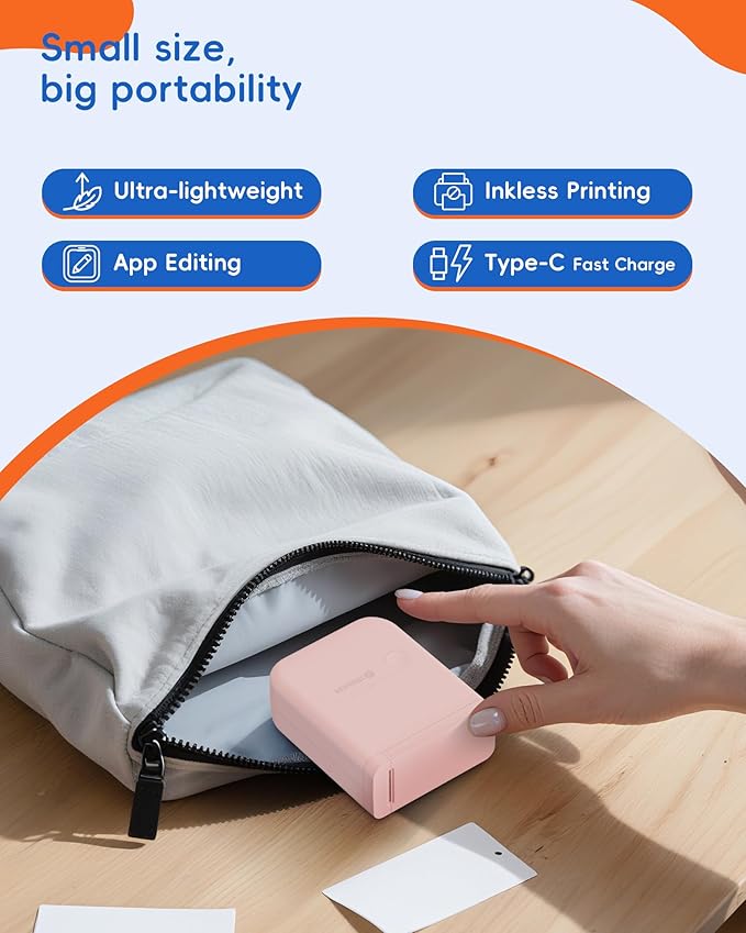 D110 Label Maker Machine with Tape, Bluetooth Mini Label Maker with Various Templates, Wireless Portable Small Label Printer for Home, Office, Schoo, Pink