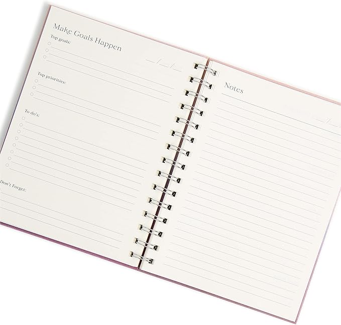 U Brands Coastal Comfort Pink Make Goals Happen Spiral Journal, Silver Hardware, 6” x 8”