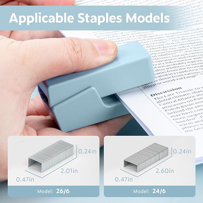 Mini Stapler with 830 Staples, Small Cute Desk Staplers, 25 Sheet Capacity, Blue