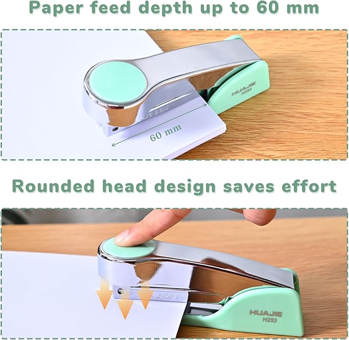 Temiary Metal Desktop Stapler with 2000 Staples Standard, 25 Sheet Capacity, Jam Free, Reduced Effort, for Desk Classroom Office Supplies (Green)