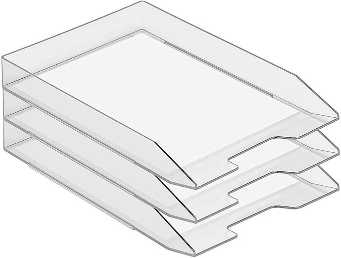 Acrimet Stackable Letter Tray Front Load, Letter Size, Plastic, Clear Crystal Color, 1 Unit