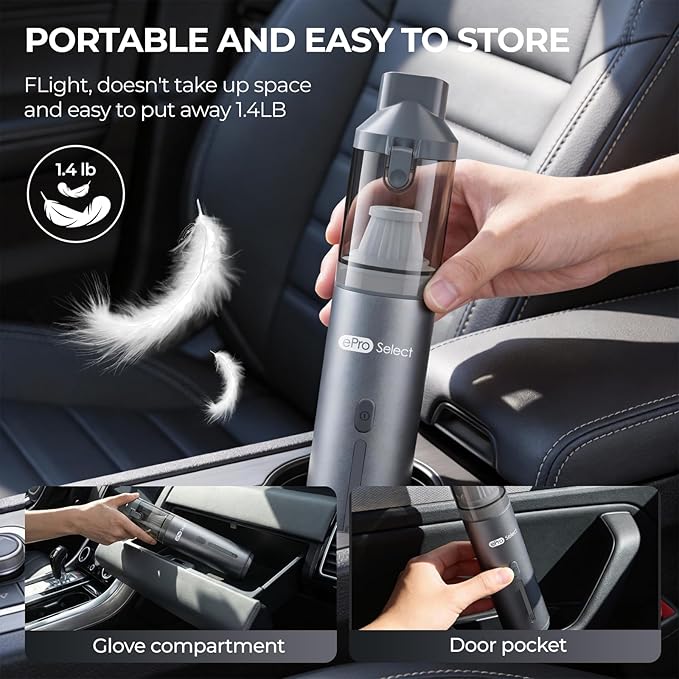 EPROEON EV1396 Cordless Handheld Vacuum Cleaner - 100W 16000Pa Powerful Suction, 14-24min Runtime, Multi-Nozzles & Floor Brush for Home, Car & Narrow Spaces