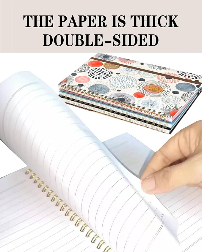 Spiral Journal Notebook, A5 Cute Notebooks for Women Men, College Ruled Hardcover Notebook for Work & Note Taking, 60 Pages Double-Wire Journals for Writing, Cute Colorful Polka Dots