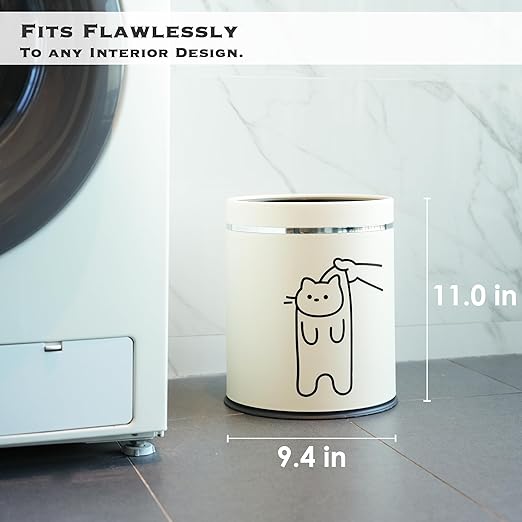 Juju Cat Trash Can - Cat Decor Garbage Can - Small Waste Basket for Bedroom - Garbage Bin Trashcan - Wastebasket Dustbin Trash Cans (Bye)