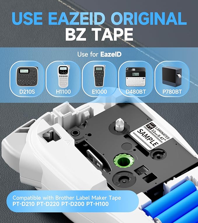 Label Maker Waterproof-Labels, Keyboard Label Maker Machine with-Tape12mm Laminated, Backlit Screen, Multiple Fonts & Symbols, Portable Inkless Labeler for Home Office School Use, H1100