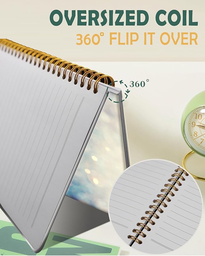 Ruled Spiral Writing Notebook,A5 Hardcover Lined College Journal for Women Lady,Fashion Puppy Watercolor Strong Twin-Wire Binding with Premium Paper,8.4" X 6",Perfect for School,Office,Home Gifts(Beautiful Blue Shiny)