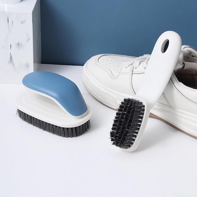 Laundry Scrub Brush 2 Pack,Soft Bristle Cleaning Scrub Brush, Shoe Cleaning Brush, Brush for Stains on Clothes, Hat Brush, Household Cleaning Tool for Bathroom Countertop Bathtubs (Blue)