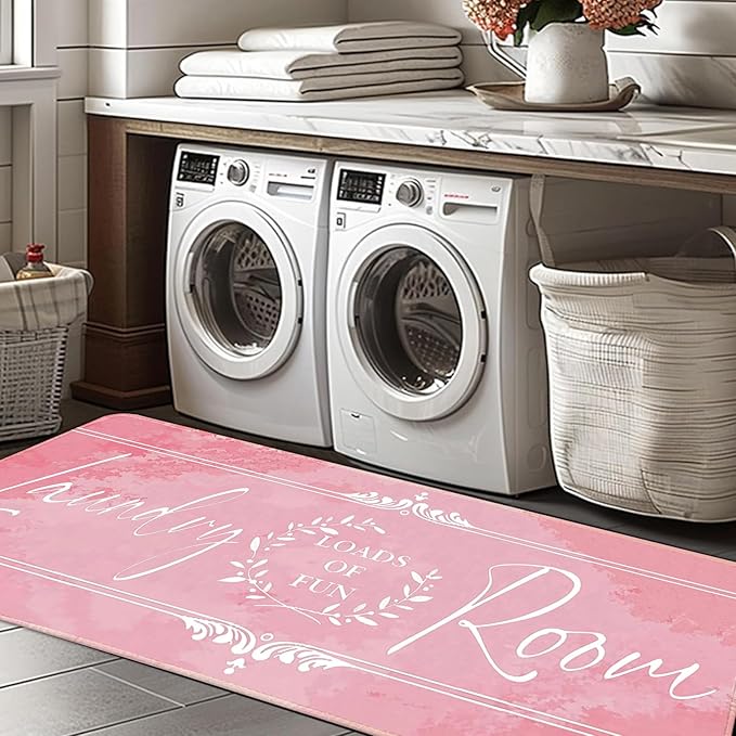 Laundry Room Rug Runner 20"X59" Non Slip Farmhouse Mats Organization and Washable Floor Long Rugs for Laundry Room Accessories Mudroom Kitchen Bathroom Area Rugs Decor