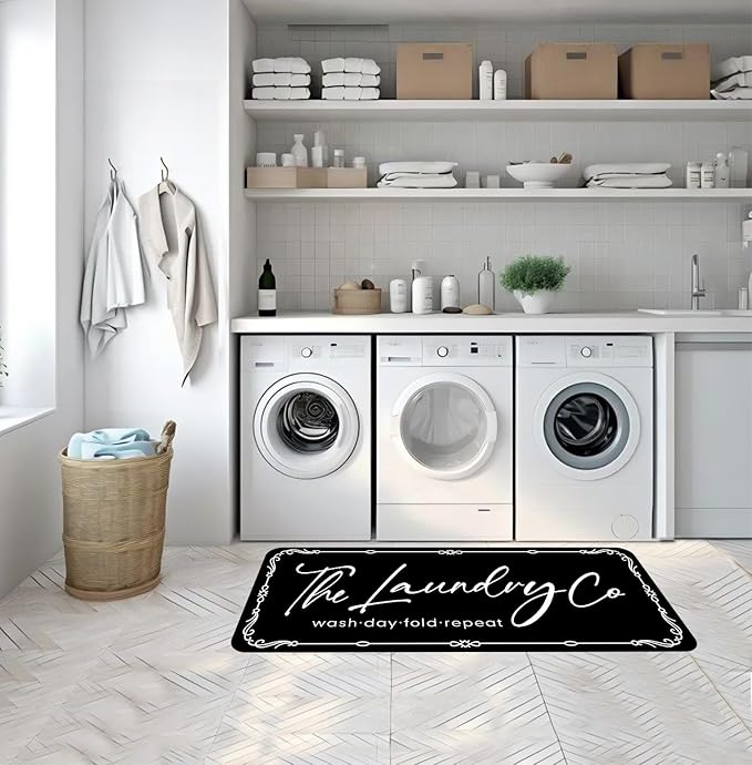 Laundry Room Rug Runner 20"X59" Non Slip Farmhouse Mats Organization and Washable Floor Long Rugs for Laundry Room Accessories Mudroom Kitchen Bathroom Area Rugs Decor