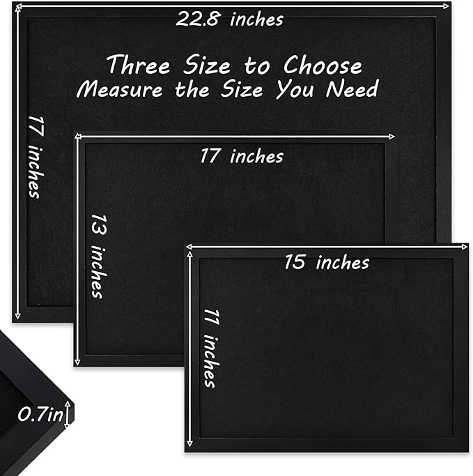 Black Cork Board Black Bulletin Board Pin Display Board for Wall Corkboard Black Pushpin Board Vision Board Picture Photo Felt Board for Memos, Photos, Home, Kitchen, Office,15"x11"