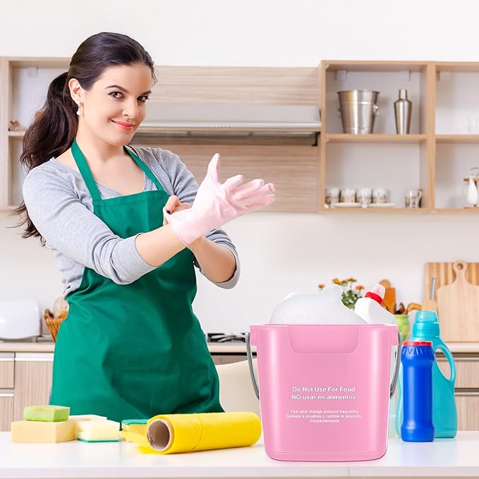 Lallisa 12 Pcs 3 Quart Cleaning Bucket Small Sanitizing Square Bucket Detergent Pail for Home Office Commercial Restaurant Kitchen Bathroom School (Pink)