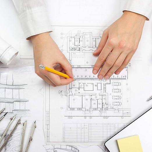 6 Pack 6 Inch Ruler Plastic Ruler Straight Ruler Plastic Measuring Tool Transparent Ruler Small Ruler with Inches and Metric Measuring for Student School Office (Clear, 15cm)