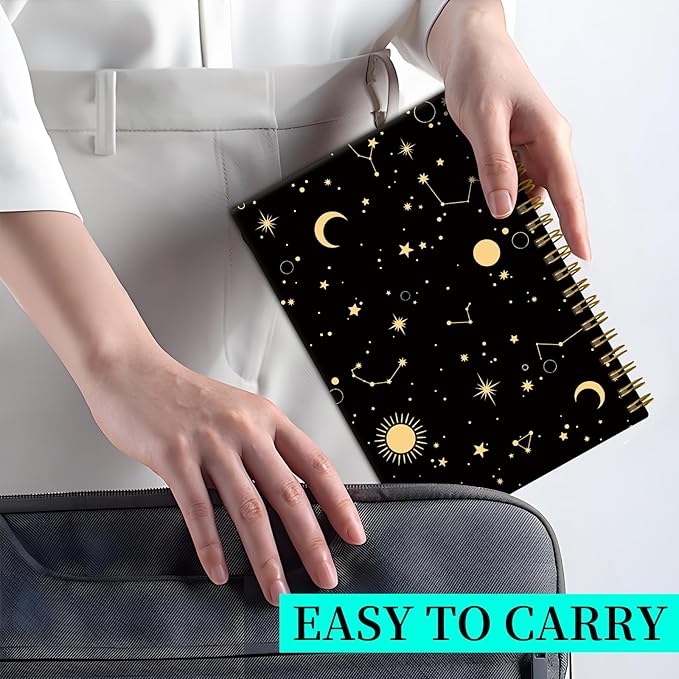 Spiral Notebook Journal for Women Men, A5 Hardcover Journal, 120 Pages Thick Paper, College Ruled Writing Notebook for School, Work & Office 8.3'' × 5.9''(Starry Cosmos Stars)