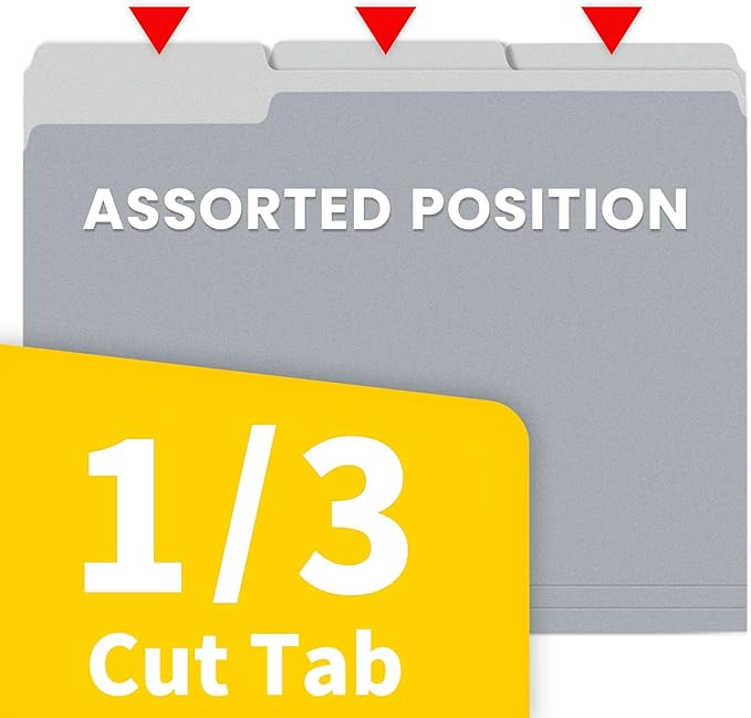 SUNEE File Folders, 18 Pack Manilla Folders 8.5 x 11, Colored Folders Office Organization Home School Folder for Documents Files Paper,Gray Colors