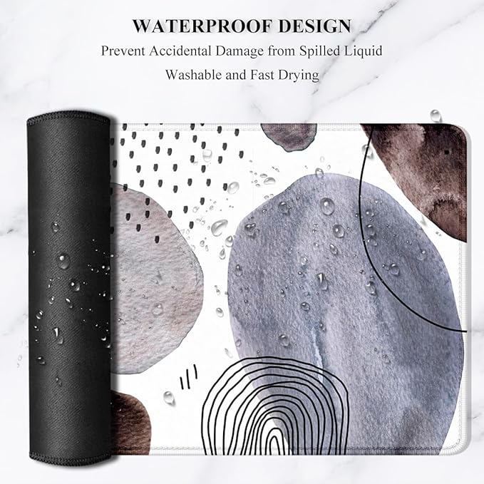 Auhoahsil Large Mouse Pad, XXL Gaming Mousepad, Desk Mat for Desktop, Thick Rubber, Big & Long Size, Stitched Edges, Full Desk Pad for Laptop & Computer, Extended 31.5 x 11.8 in, Watercolor Stone