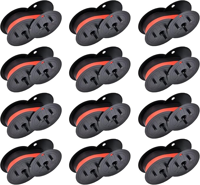 GR24 Calculator Ribbon Direct Replacement for Sharp EL-1197PIII,Canon MP11DX Universal High-Compatibility for EL-2196BL&Porelon 11216 Seamless Twin Spool Performance (Red/Black)