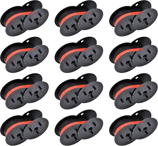 GR24 Calculator Ribbon Direct Replacement for Sharp EL-1197PIII,Canon MP11DX Universal High-Compatibility for EL-2196BL&Porelon 11216 Seamless Twin Spool Performance (Red/Black)