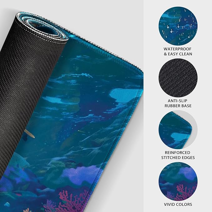 Sea Turtles Large Gaming Mouse Pad 31.5"x15.7"｜ Ocean Scene XXL Desk Mat, Non-Slip Rubber Base & Stitched Edges - Extended Waterproof Mousepad for PC/Laptop/Office/Home Decor