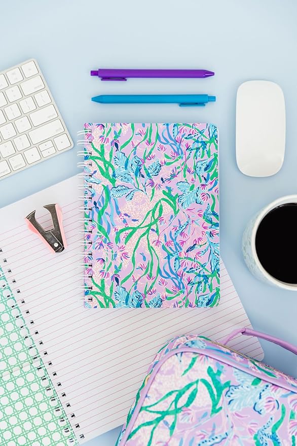 Lilly Pulitzer Hardcover Mini Spiral Notebook, 8.5" x 6.5" Small Journal with 160 College Ruled Pages, Secret Escape