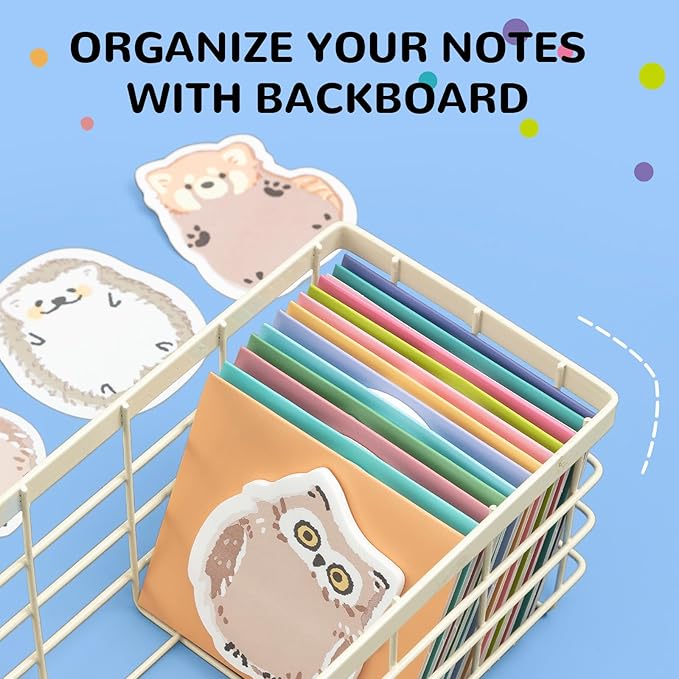 M&G 12 Pads Animal Sticky Notes Set, 360 Sheets Cute Cartoon Memo Pads with Foldable Stand, 30 Sheets/Pad, Chubby, Puffy & Beamy Animal Designs,3×2 Inch Self-Stick Notes for School, Office, Home