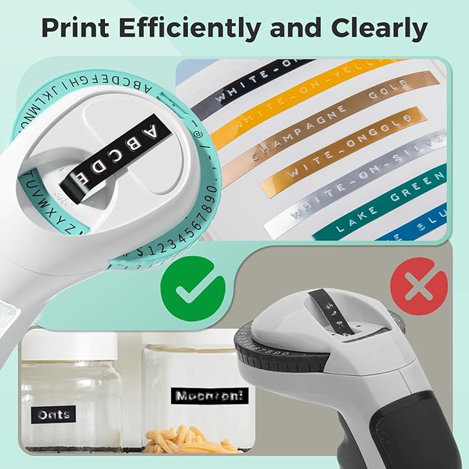 Vixic Embossing Label Maker, Retro Manual Label Makers Embossed, Old School Emboss Label Maker Punch, Handheld Embosser with 5 Rolls 3D Embossing Tapes, Labeler for DIY Crafting Kitchen Office Kids