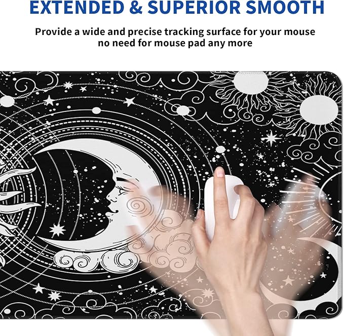 Magic Astrology Extended Big Mouse Pad Large, Gaming Mouse Pad Desk Pad,31.5x11.8 Inch Long Computer Keyboard Mouse Mat Black Mousepad with 3mm Non-Slip Base and Stitched Edge for Gaming and Office