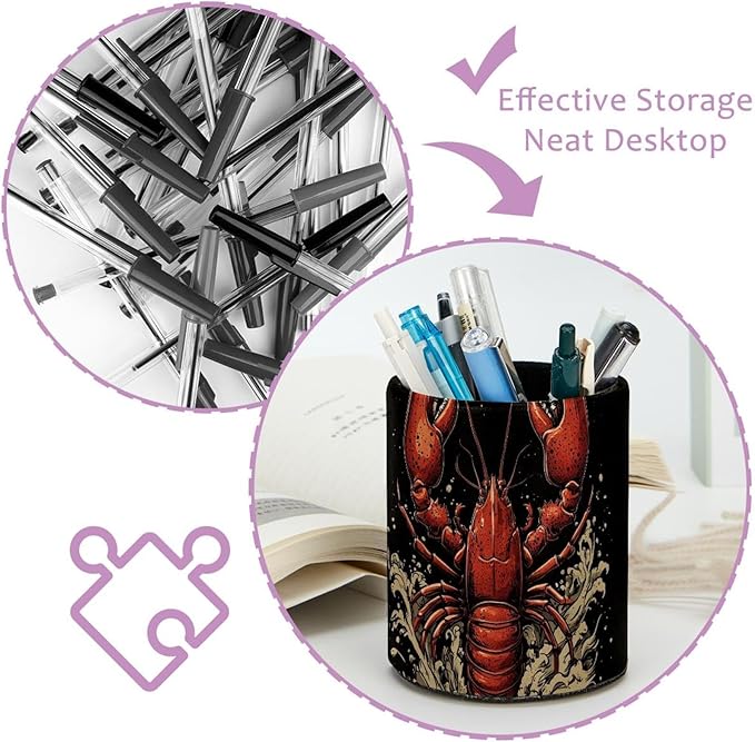 Pen Holder Cup Pencil Cup Holder for Office_Red lobster (2) Desk Organizer