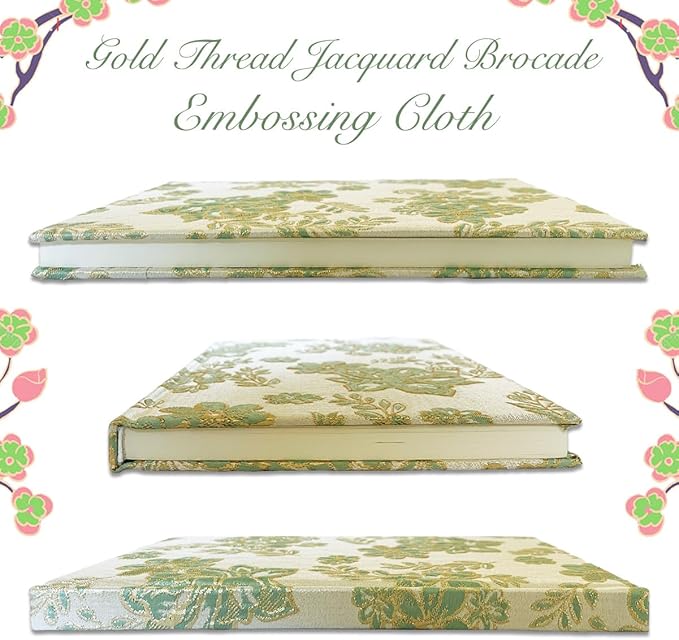 Flower Notebook, Hardcover, Lay Flat, A5, 6x8, Wide Ruled Pages, Writing Journal for Women, Pretty Notebook, Recipe Journal, Garden Journal, Gratitude Journal, Plum Blossom, Green