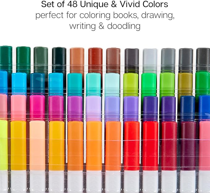 KINGART Studio Fine Line Pens, 48 Colors Set, 0.4mm Ultra Fine Tip for Drawing, Sketching, Journaling, Adult Coloring, & Art Projects, Water-Based Ink, Non-Bleeding.