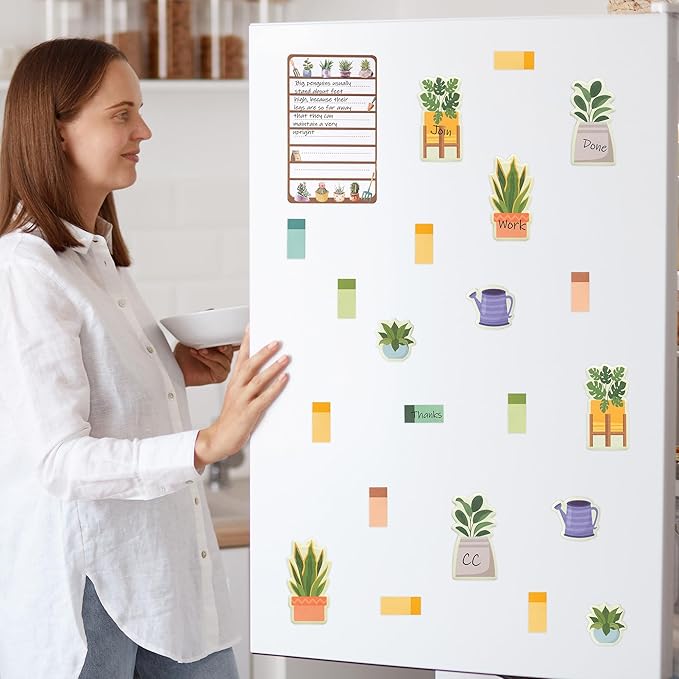 B1ykin Sticky Notes Set, Plant Lovers Theme Self-Stick Notes Pad Teacher Appreciation Gifts， Self-Adhesive Writing Memo Pages Sticky to Do Notepad for Kids Employee School Office (Plant Lovers)