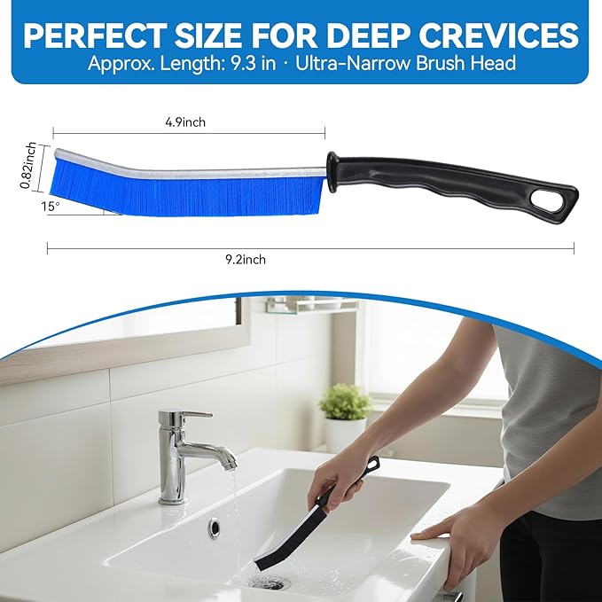 YUNWEIXU Crevice Cleaning Brush Set, 10-Pack Detail Brushes for Tight Spaces, Window Tracks, Gaps, Bathroom & Toilet, Strong Bristle Narrow Crevice Scrub Brushes for Home Cleaning