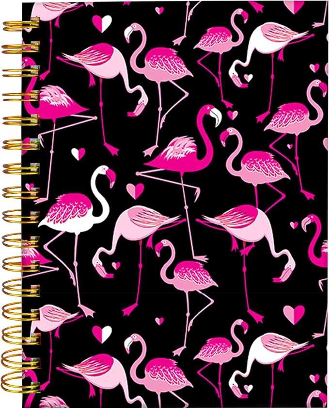 iampanda Spiral Journal Notebook,Strong Twin-Wire Binding with Premium Paper for Girl Women,60 Sheets A5 College Ruled Notebook/Journal,Perfect for School Office Home Gifts,Pink Flamingo Animal