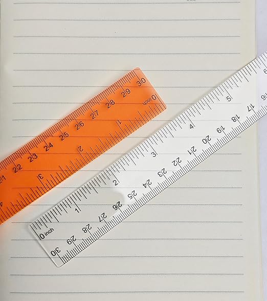 Transparent Plastic Rulers for Students, 12 Inch with Centimeters and Millimeters Scale, Assorted Colors, 8 Pack
