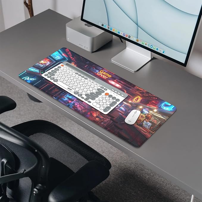 Game Over Mouse Pad,XL Game Hall Mousepad Desk Pad with Stitched Edges,Non-Slip Waterproof Rubber Base Mouse Mat Desk Mat for Office Computer Keyboard Laptop Home(27.5x11.8 in)
