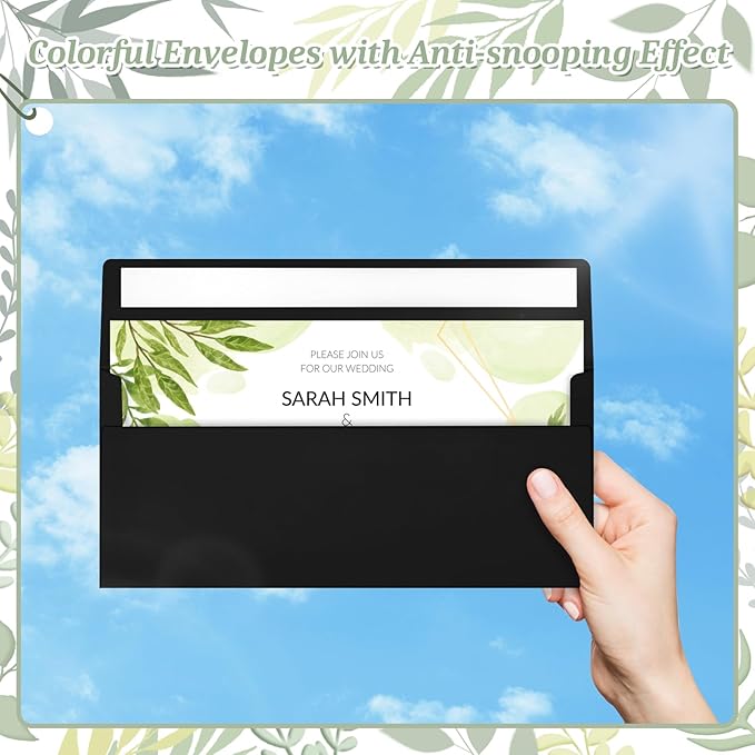 200 Pcs #10 Business Envelopes, Self Seal Standard Envelopes, Windowless Business Mailing Envelopes for Office, Checks, Letters, Invoices, Statements, Wedding, Size 4-1/8 x 9-1/2 inch (Black)