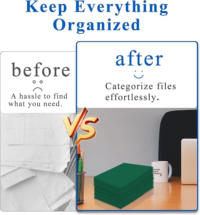 Zzrywuty File Folders with Pockets Letter Size, 50-Pack Paper Folders with Card Slot, Two Pocket Folders for School Students, Businessmen, Home and Office Workers（Dark Green）