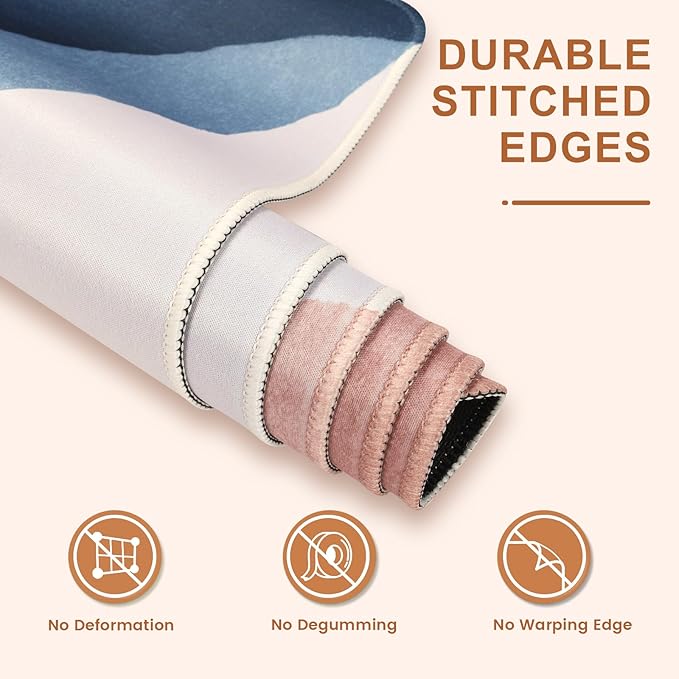 HAOCOO Desk Mat, Computer Desk Pad, Large Mouse Pad for Desk, XXL Gaming Mousepad for Desktop with Non-Slip Base, Waterproof Laptop Keyboard Mat for Home Office, Light Pink Boho