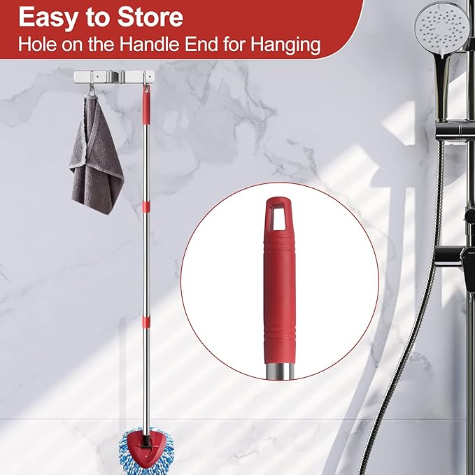 GRAREND 4-Section Spin Mop Replacement Handle, Mop Handle Compatible with Ocedar Spin Mop, 2.5-to-5 Foot Easy Cleaning Floor Mop Stick for Floor Cleaning