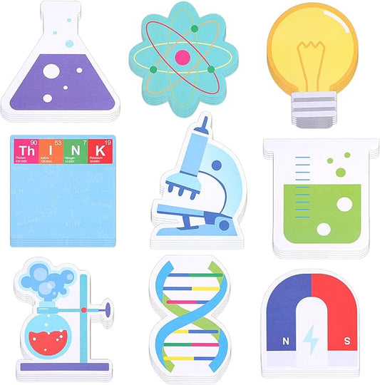 9 Pads Science Sticky Notes, Cute Chemistry Stickers, Lab Test Tube Microscope & Light Bulb Memo Pads, Teacher Student Appreciation Gifts, Science Week Party Favors & Classroom Supplies
