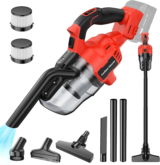 CAMXTOOL Cordless Vacuum for Milwaukee M18 Battery, Handheld Vacuum Cleaner for Home Pet Hair Car, 5-in-1 Portable Shop Vac with 2 Washable HEPA Filter, 4 Multi Nozzle (Battery Not Included)