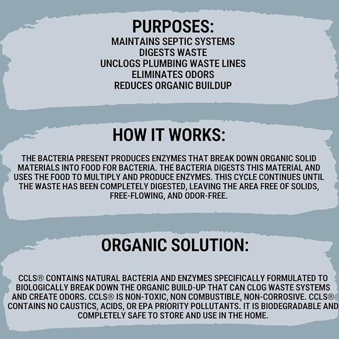 Septic Tank and Cesspool Treatment Additive/Organic Enzyme Producing Bacteria/Non-toxic/Non-Hazardous/Non-Corrosive (1-Gallon)