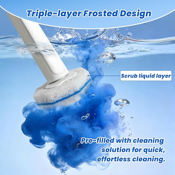 40 Disposable Toilet Brush Refills Srubber Pads, Wall Mounted Toilet Bowl Holder Set Toilet Cleaning System Starter Kit, Scrubbing Toilet Wand Pads