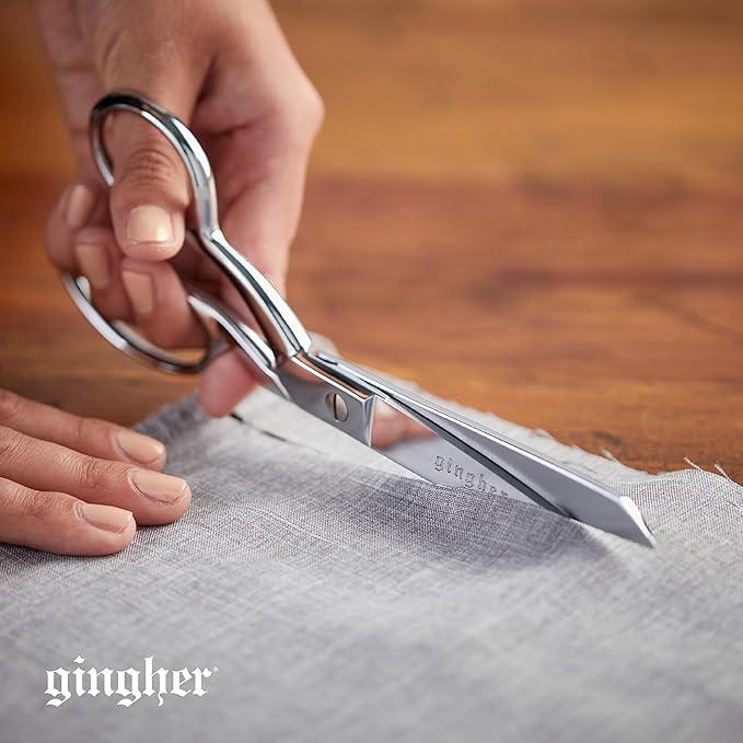 Gingher Dressmaker's Fabric Scissors, 8" Stainless Steel Shears, Sharp Knife Edge Steel Sewing Shears with Protective Sheath for Fabric Cutting and Tailoring