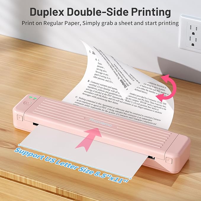Phomemo P831 Portable Printers Wireless for Travel - 300 DPI Bluetooth Thermal Printer Support 8.5x11 US Letter & A4 Regular Copy Paper, Inkless Printer Compatible with Mobile & Laptop for Home Office