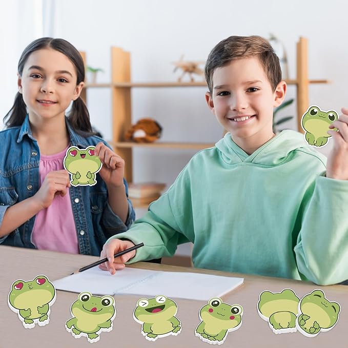 600Pcs Frog Sticky Notes, Cute Cartoon Frog Self-Stick Note Pads Kawaii Frog Theme Sticky Notes Animal Memo Pads Frog Notepad for Frog Lovers Birthday Students Office School Supplies
