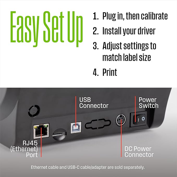 Westinghouse Thermal Shipping Label Printer USB, 4x6 Label Commercial Grade, Compatible with USPS, UPS, FedEx, eBay, Shopify, Amazon, & More, Desktop Label Printer for Packages, Includes Sample Labels
