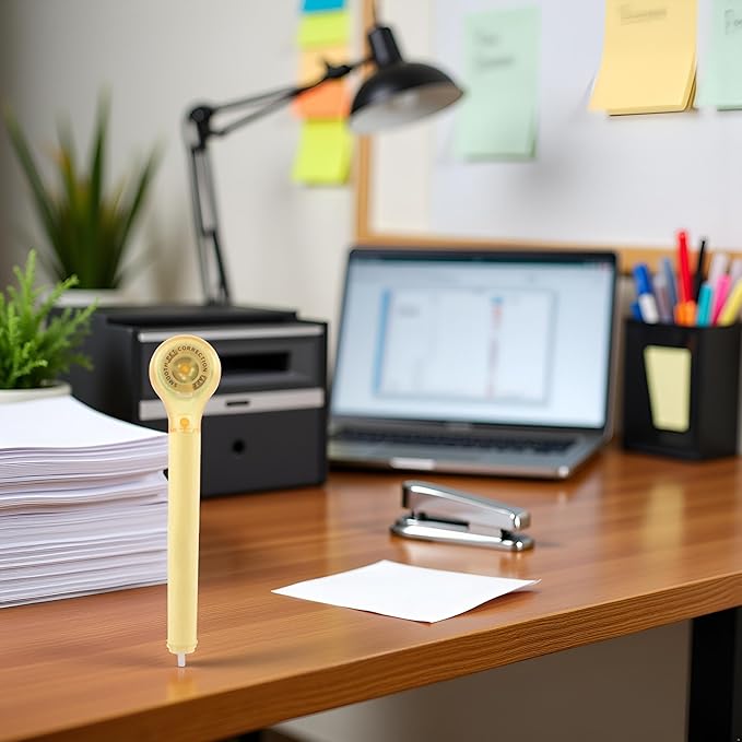 Yellow Pen Shape Correction Tape Adhesive Tape Error Correction Tools Word Correction Office School Supplies Creative Stationery, Correction Tape, Erasers and Correction Products 5mm*6m